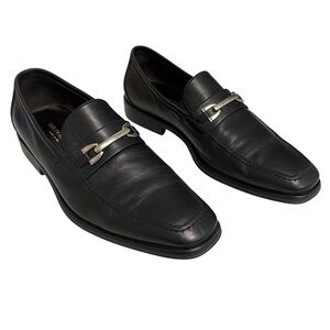 BRUNO MAGLI SIZE 9 1/2 MED -THE RENEGADE - BLACK LEATHER/SILVER TONE HORSEBIT S5
